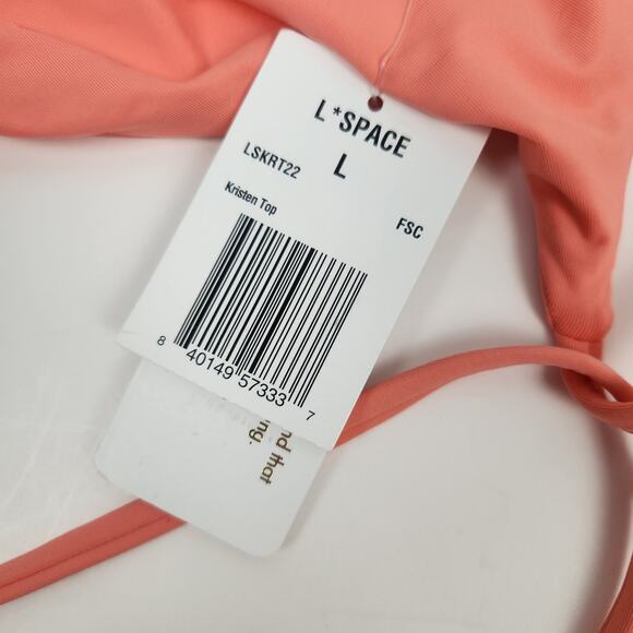 L*Space Kristen Bikini Top Wrap Around Coral Size Large NWT - Picture 6 of 6